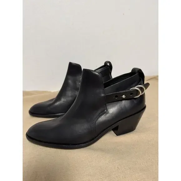 Rag & Bone Boots Womens Size EU 40/41 Black Leather Harness Western Ankle Italy - Picture 3 of 10